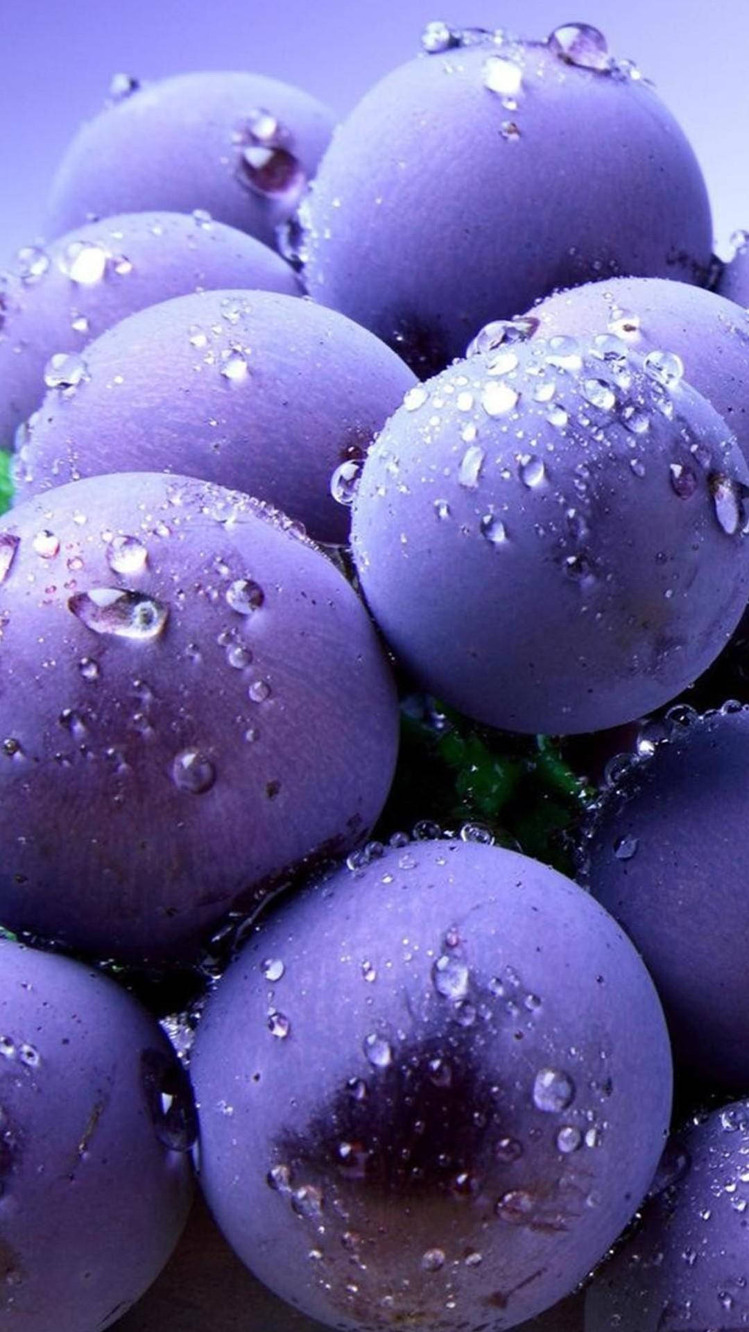 purple ball fruits, 3d android phone, glistening purple grapes, Full HD Phone Wallpaper