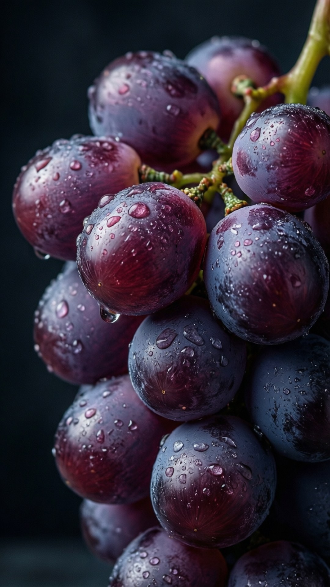 purple grapes, dark purple grapes, dewdrops, Full HD Phone Wallpaper