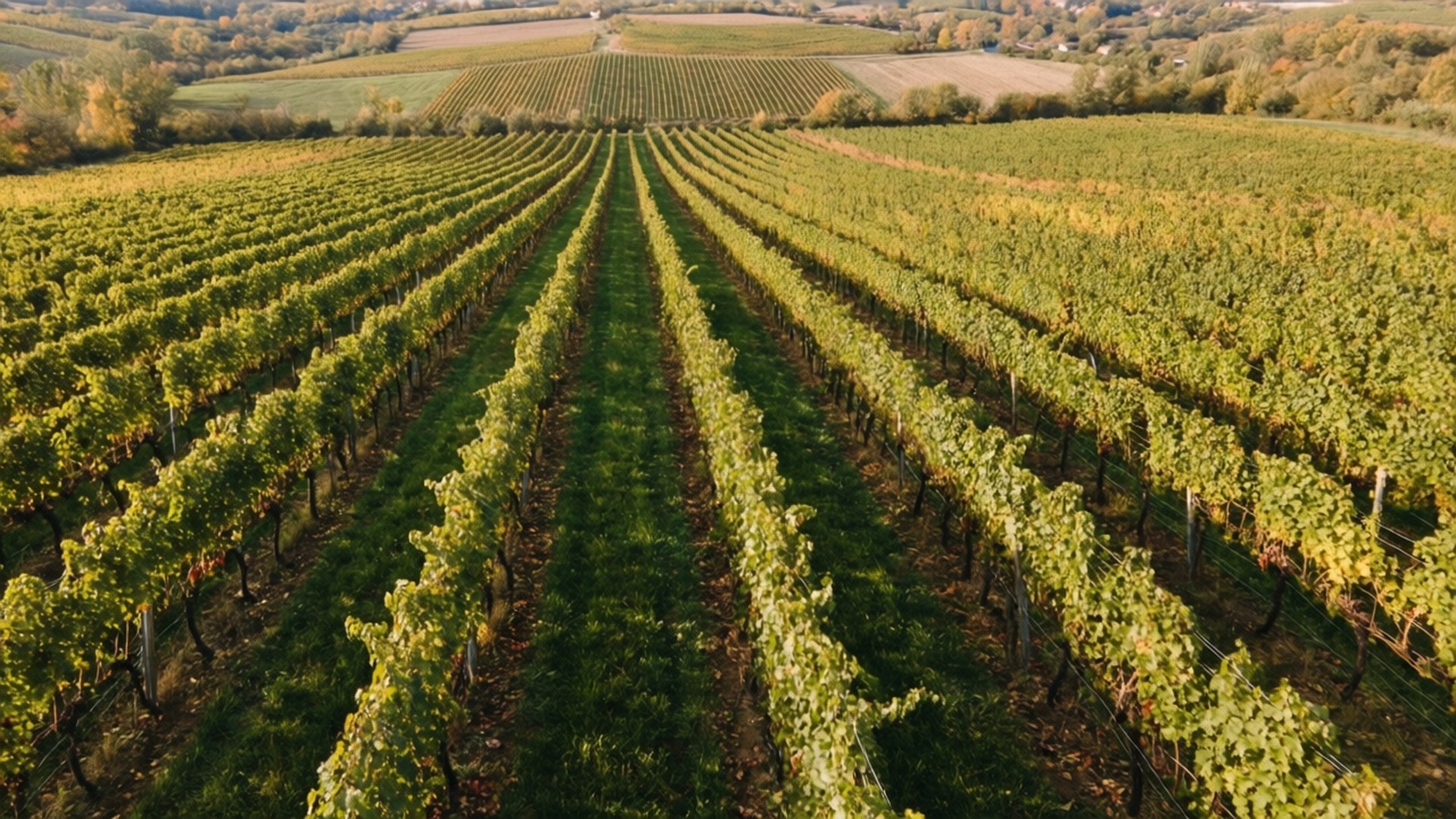 vineyard, grapevines, autumn trees, Full HD Desktop Wallpaper