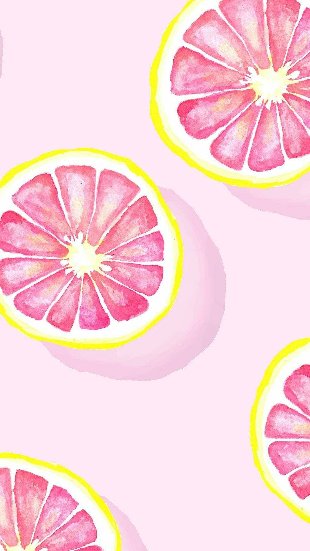 pink aesthetic grapefruits, sliced pink grapefruits, yellow rinds, Full HD Phone Wallpaper
