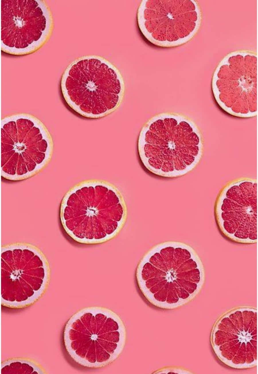pink grapefruit, repeating pattern, solid pink background, HD Phone Wallpaper