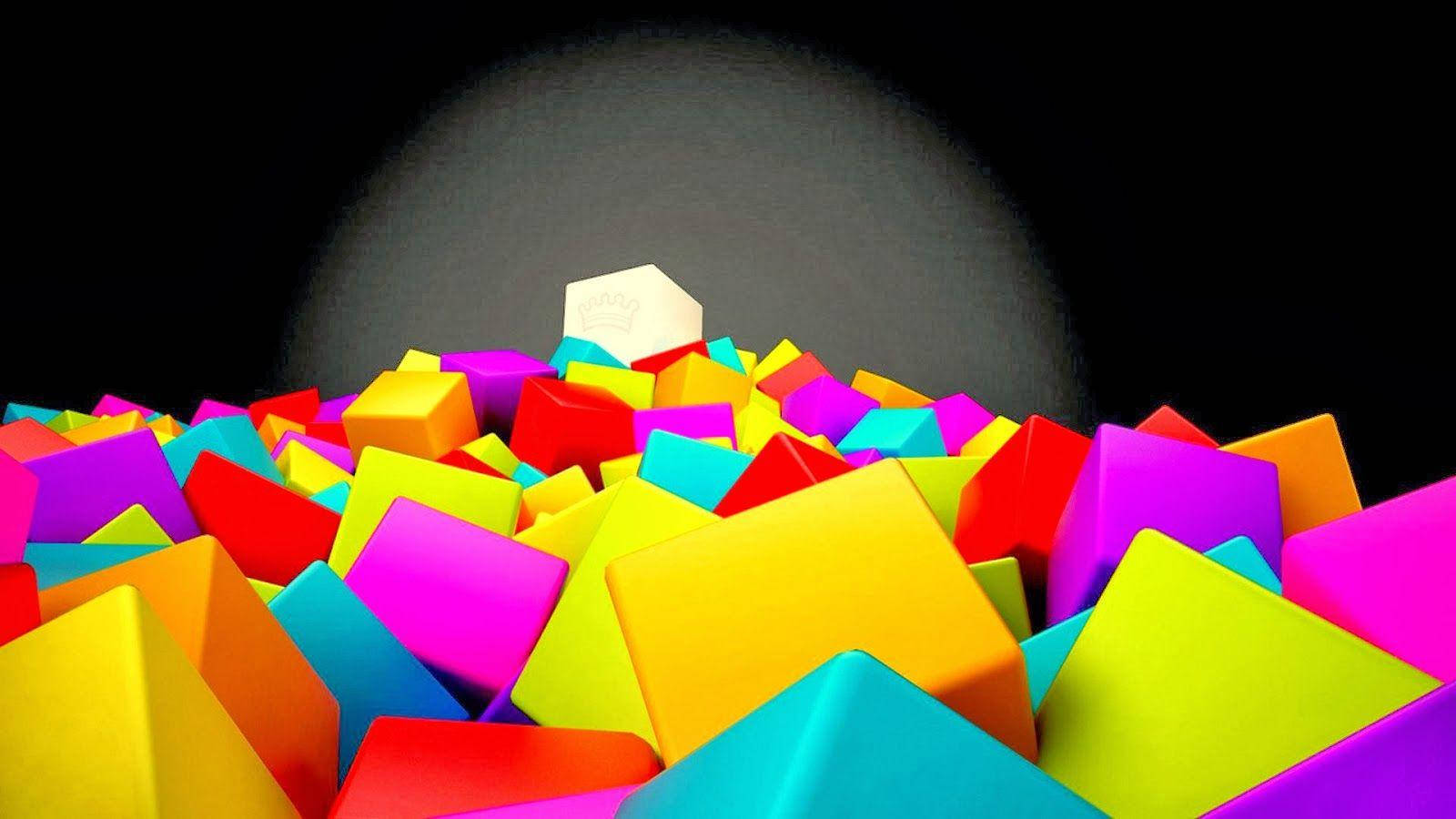 colorful cubes, geometric blocks, spotlight, HD Desktop Wallpaper