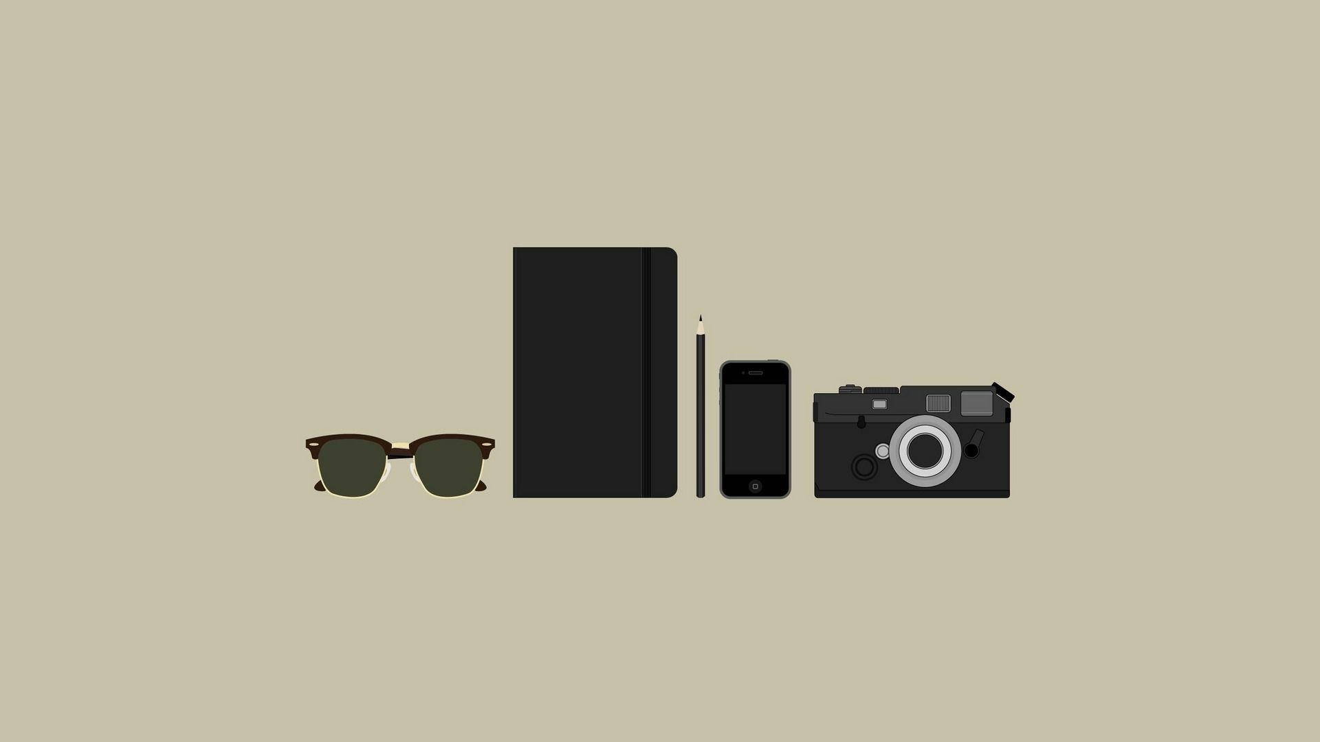 sunglasses, notebook, pencil, Full HD Desktop Wallpaper