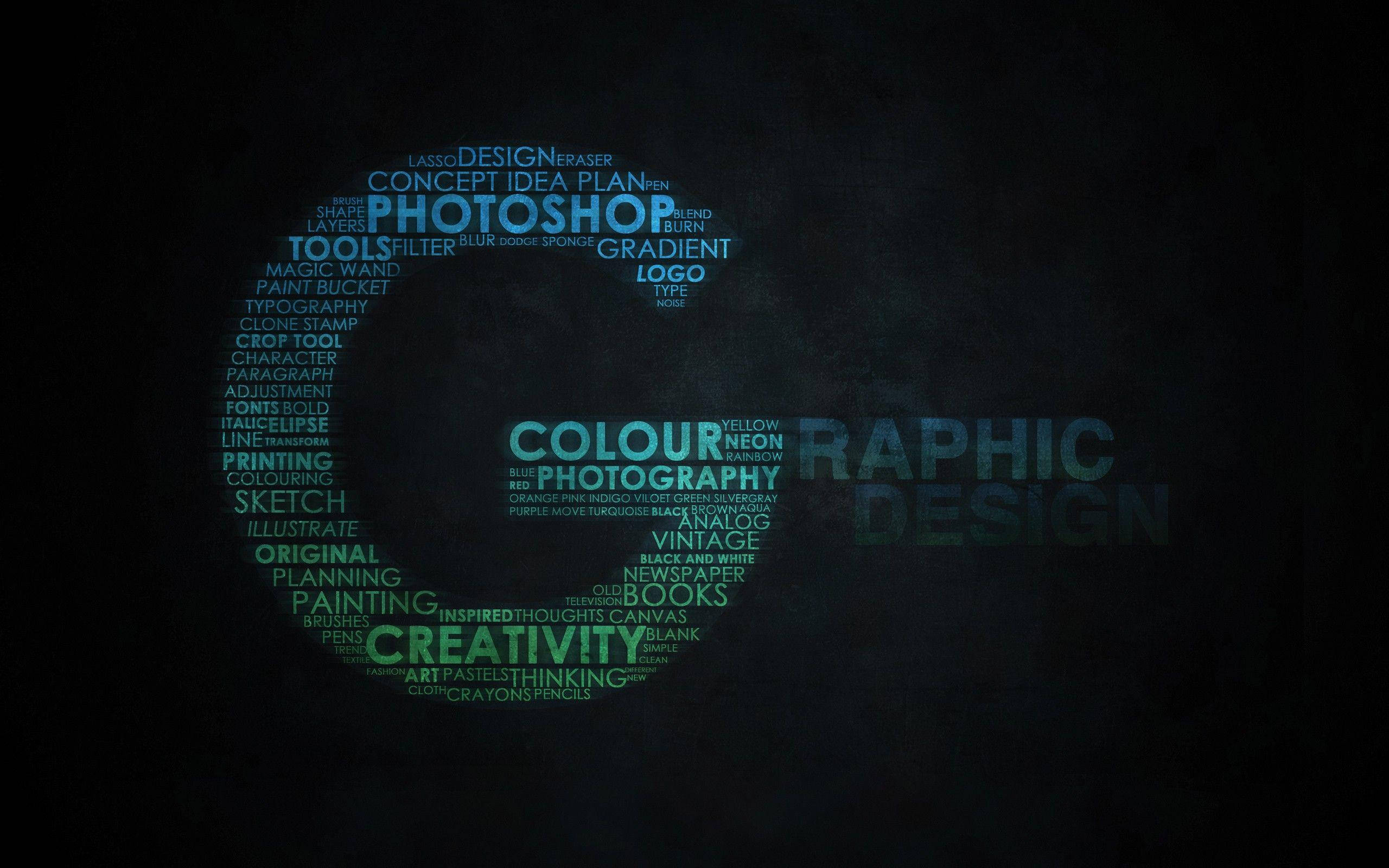 glowing blue silhouette, lightbulb, graphic design terms, 2K Desktop Wallpaper