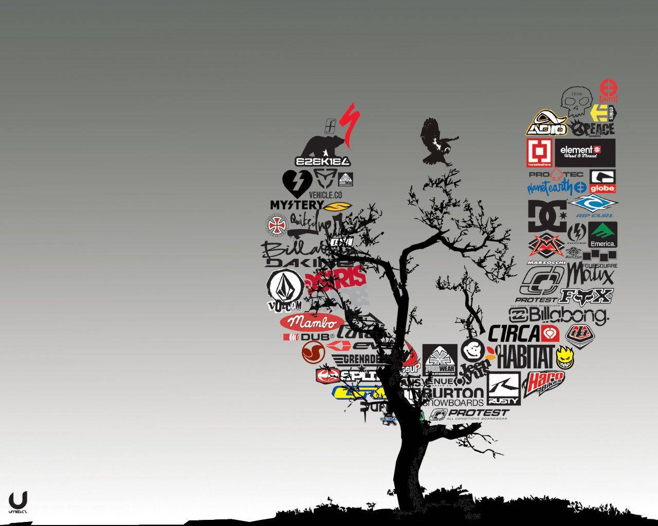 graphic design tree, brand logos, skateboarding brand logos, HD Desktop Wallpaper
