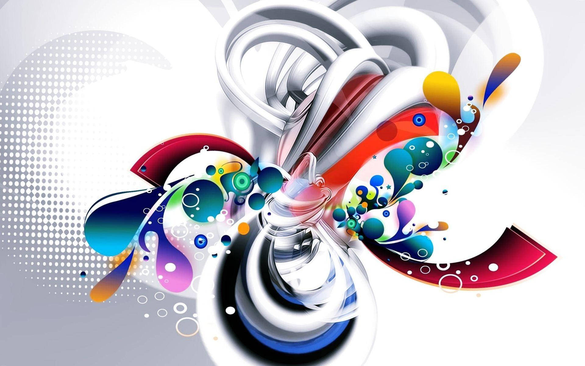 glossy colors, bubbles, halftone gradient background, Full HD Desktop Wallpaper