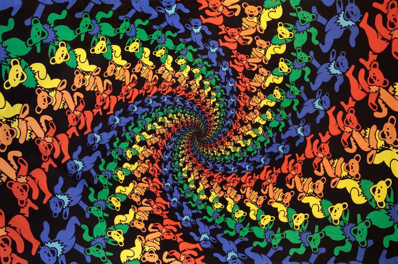 Grateful Dead Bears, rainbow-colored, spiral design, HD Desktop Wallpaper