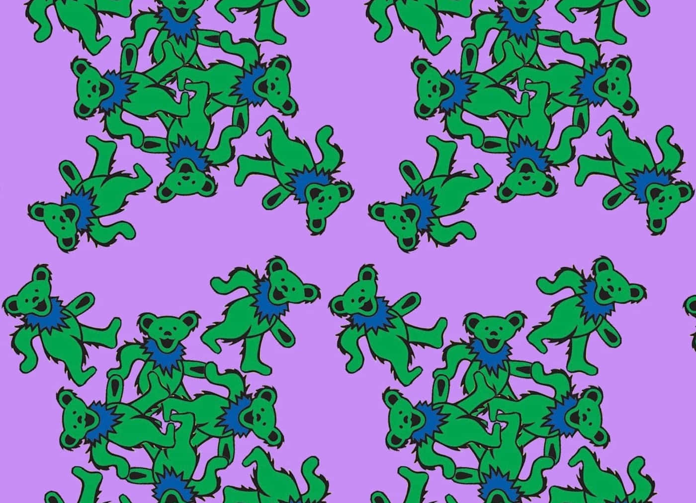 Grateful Dead Bears, green cartoon bears, blue collars, HD Desktop Wallpaper
