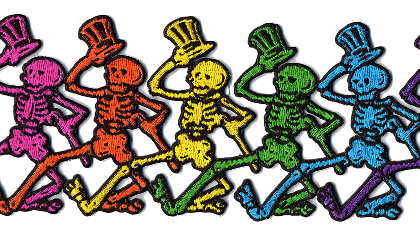 Grateful Dead Bears, rainbow-colored skeletons, top hats, HD Desktop Wallpaper