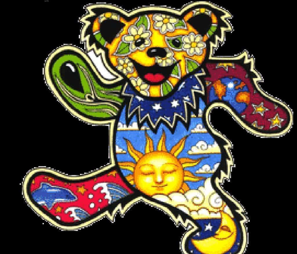 Grateful Dead, iPhone, colorful stylized bear, SD Desktop Wallpaper