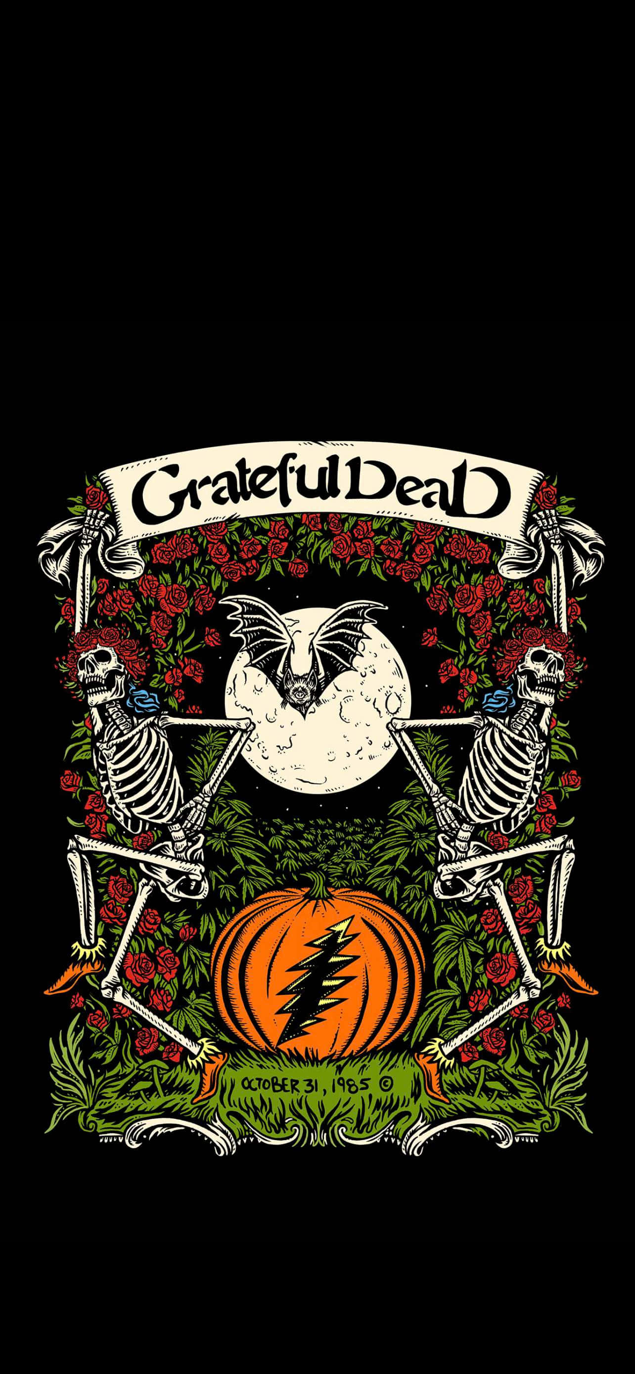 Grateful Dead, moon, bat, 2K Phone Wallpaper