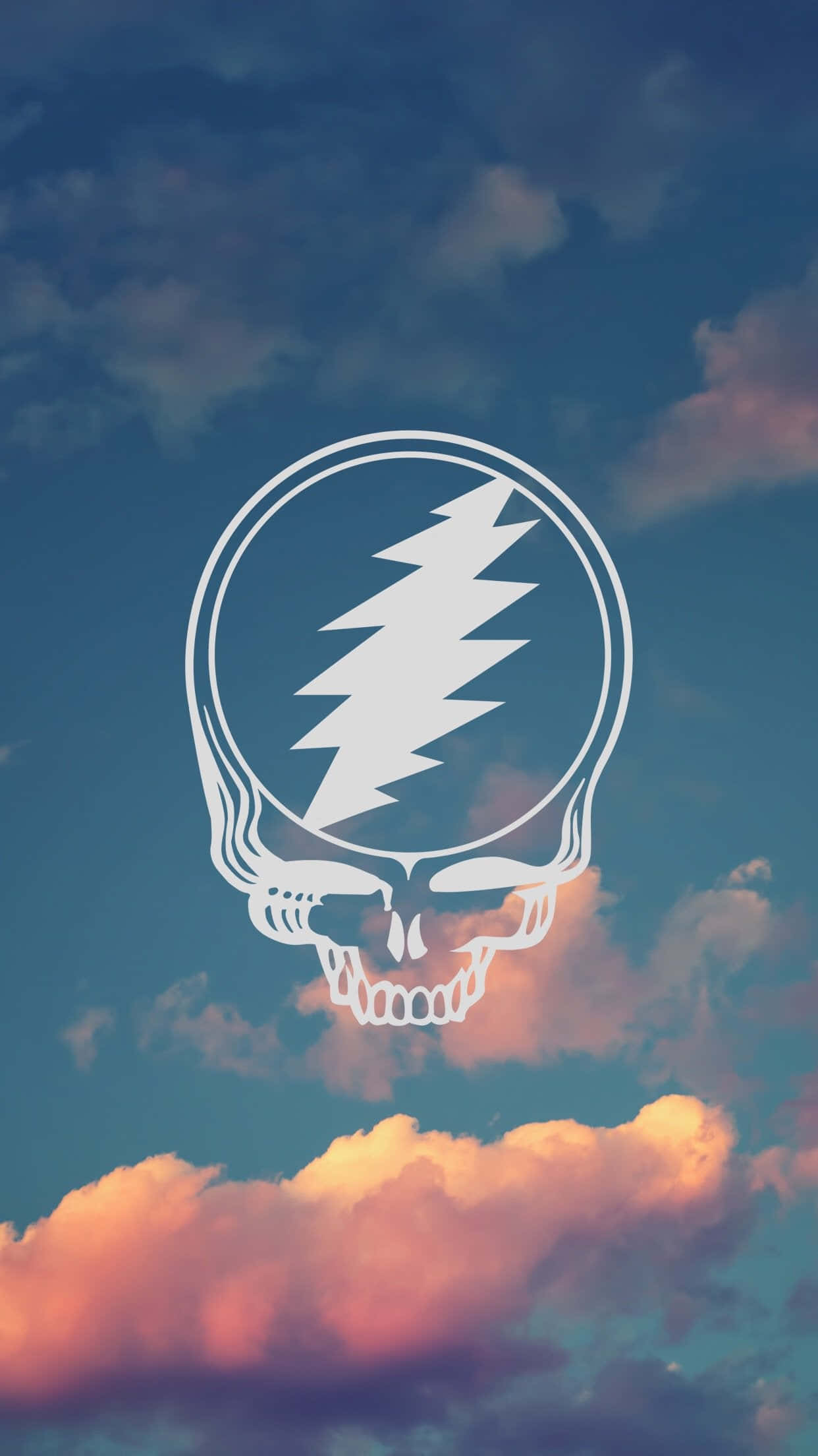 Grateful Dead, skull and lightning bolt logo, twilight sky, Full HD Phone Wallpaper