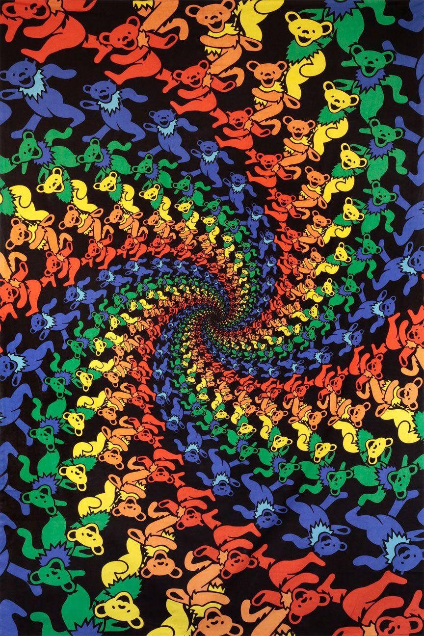 Grateful Dead, kaleidoscopic bears, psychedelic spiral tunnel, HD Phone Wallpaper