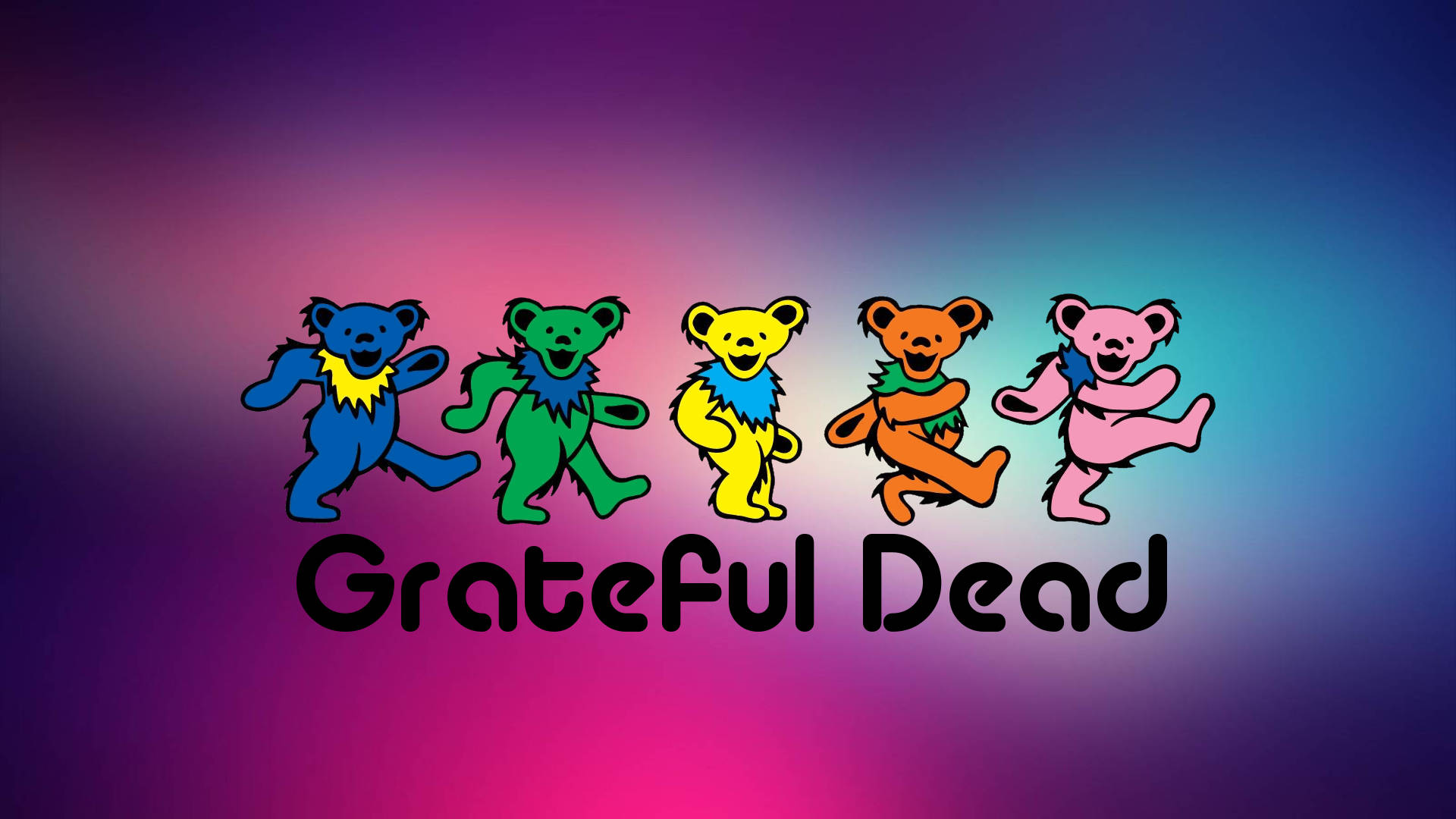 Grateful Dead, marching bears, rainbow hues, Full HD Desktop Wallpaper