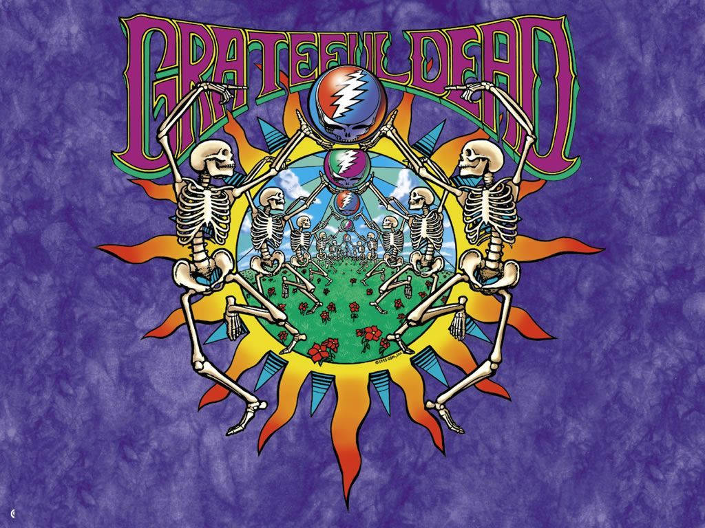 Grateful Dead, dancing skeletons, sunburst, SD Desktop Wallpaper