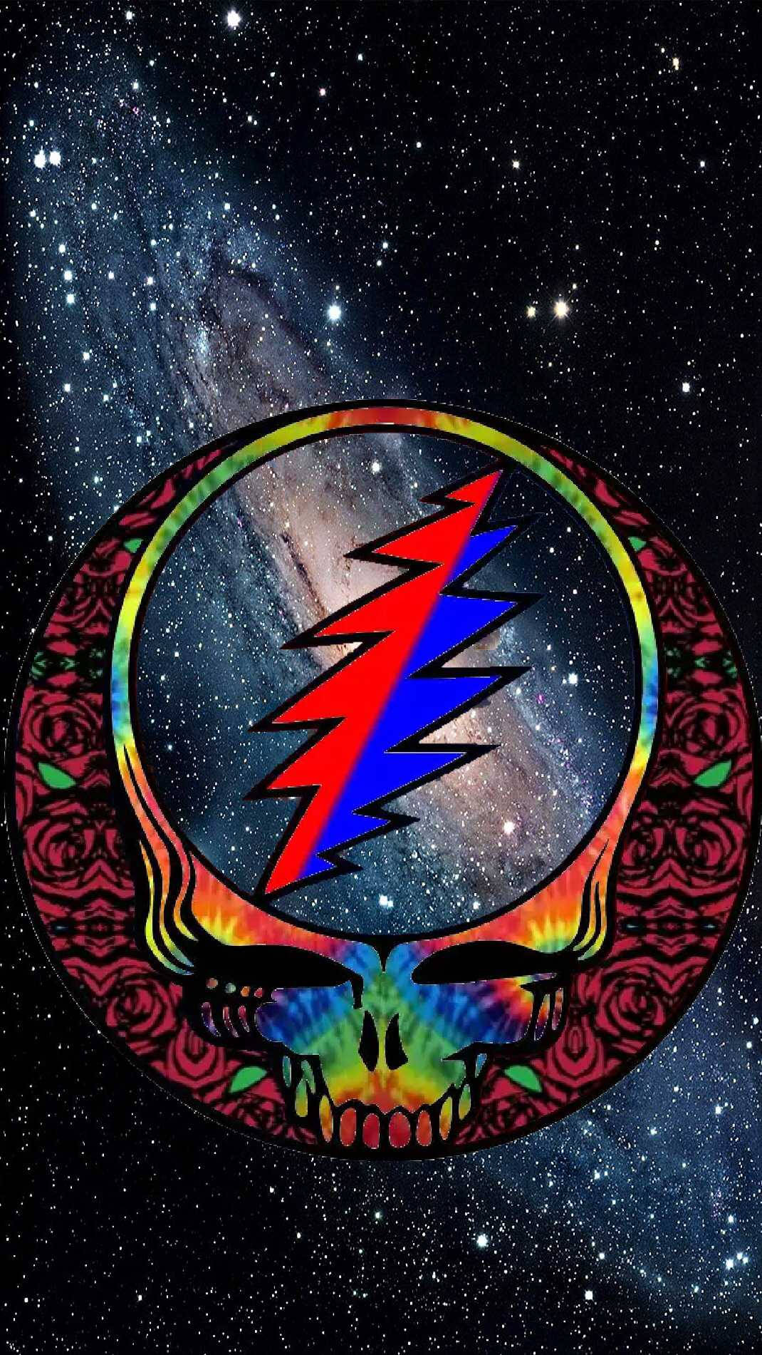 Grateful Dead, galaxy skull, psychedelic tie-dye, HD Phone Wallpaper