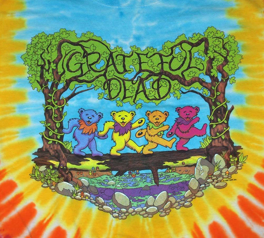 Grateful Dead, tie-dye background, dancing bears, SD Desktop Wallpaper