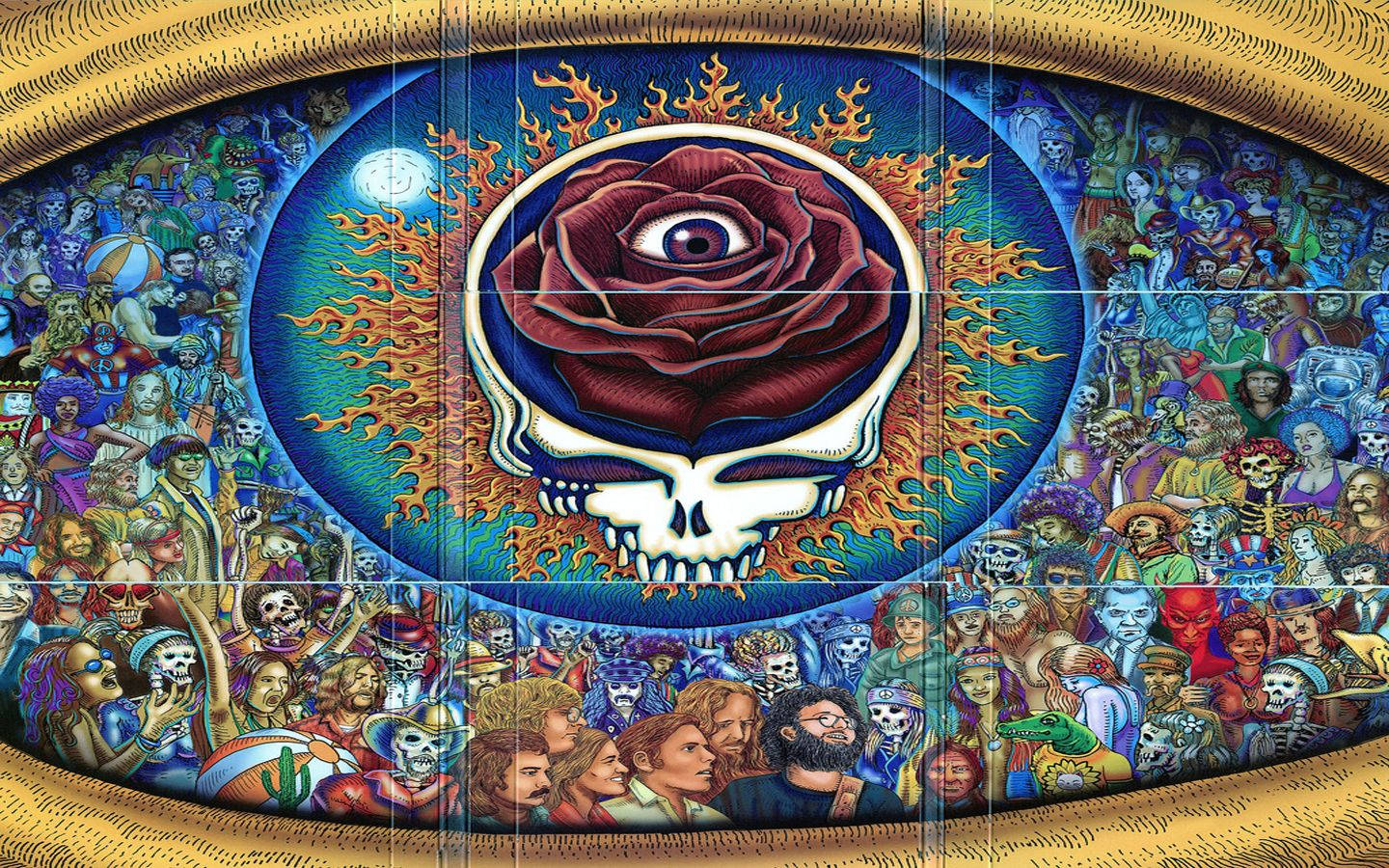 Grateful Dead Eye, skull, rose, HD Desktop Wallpaper