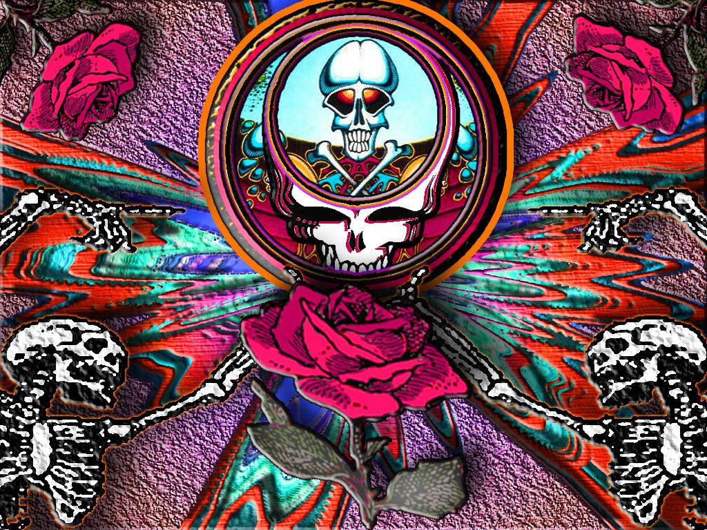 Grateful Dead, skeletons, psychedelic skull, SD Desktop Wallpaper