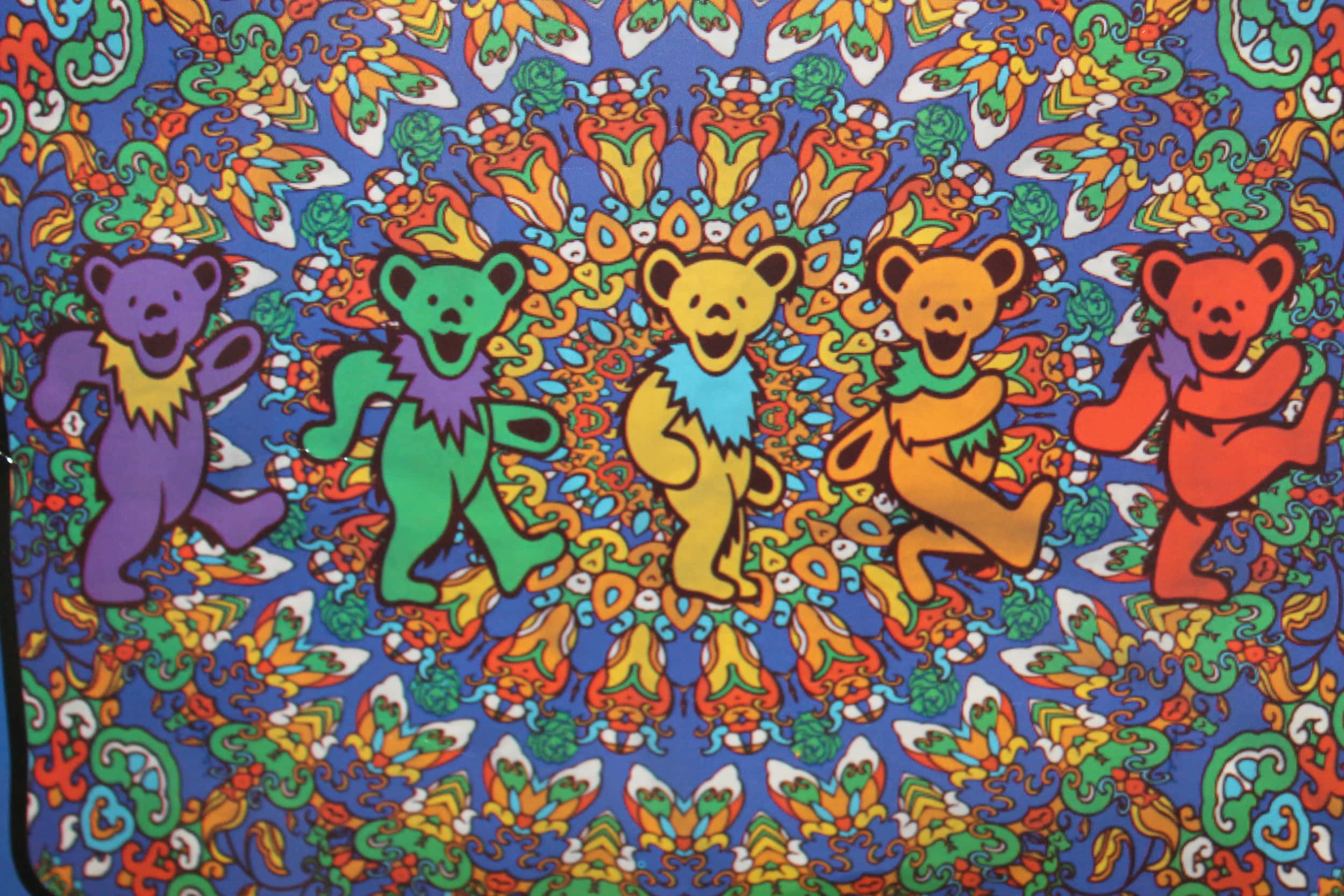 Grateful Dead, bears, colorful mandala effect, Full HD Desktop Wallpaper