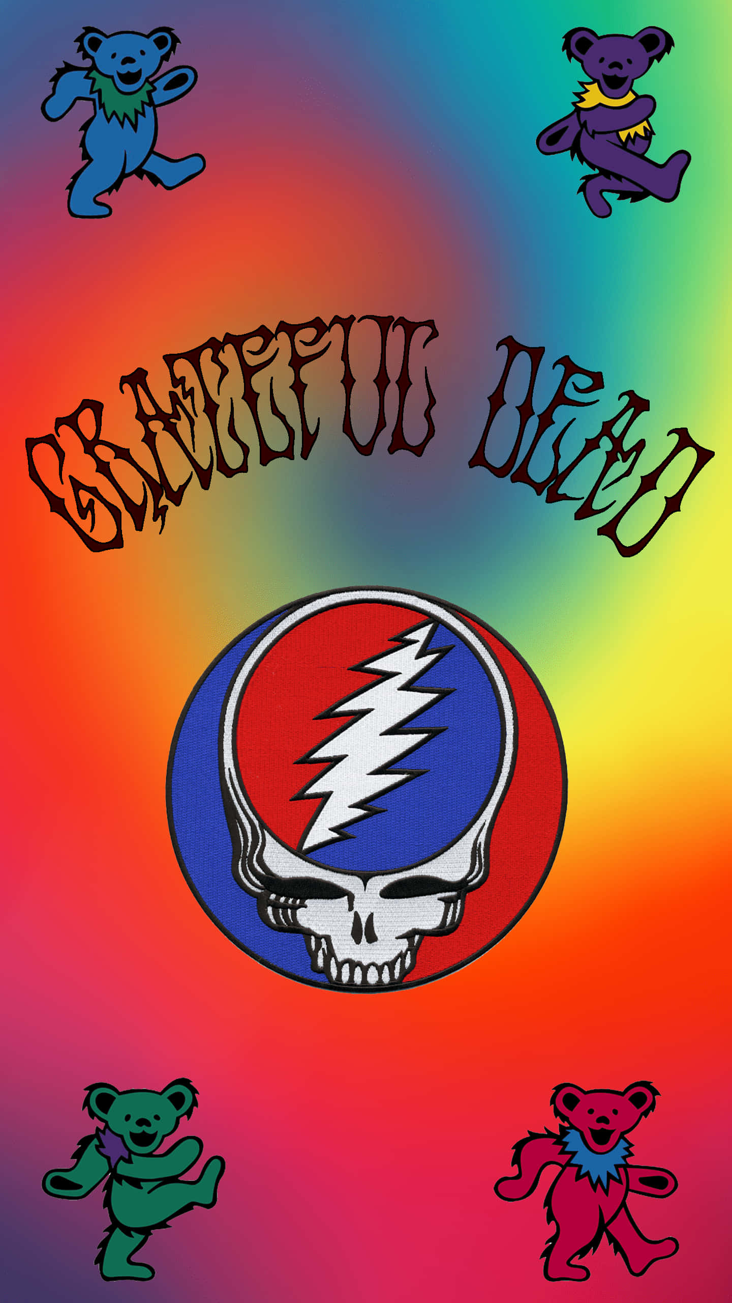 Grateful Dead, iPhone, rainbow gradient, 2K Phone Wallpaper