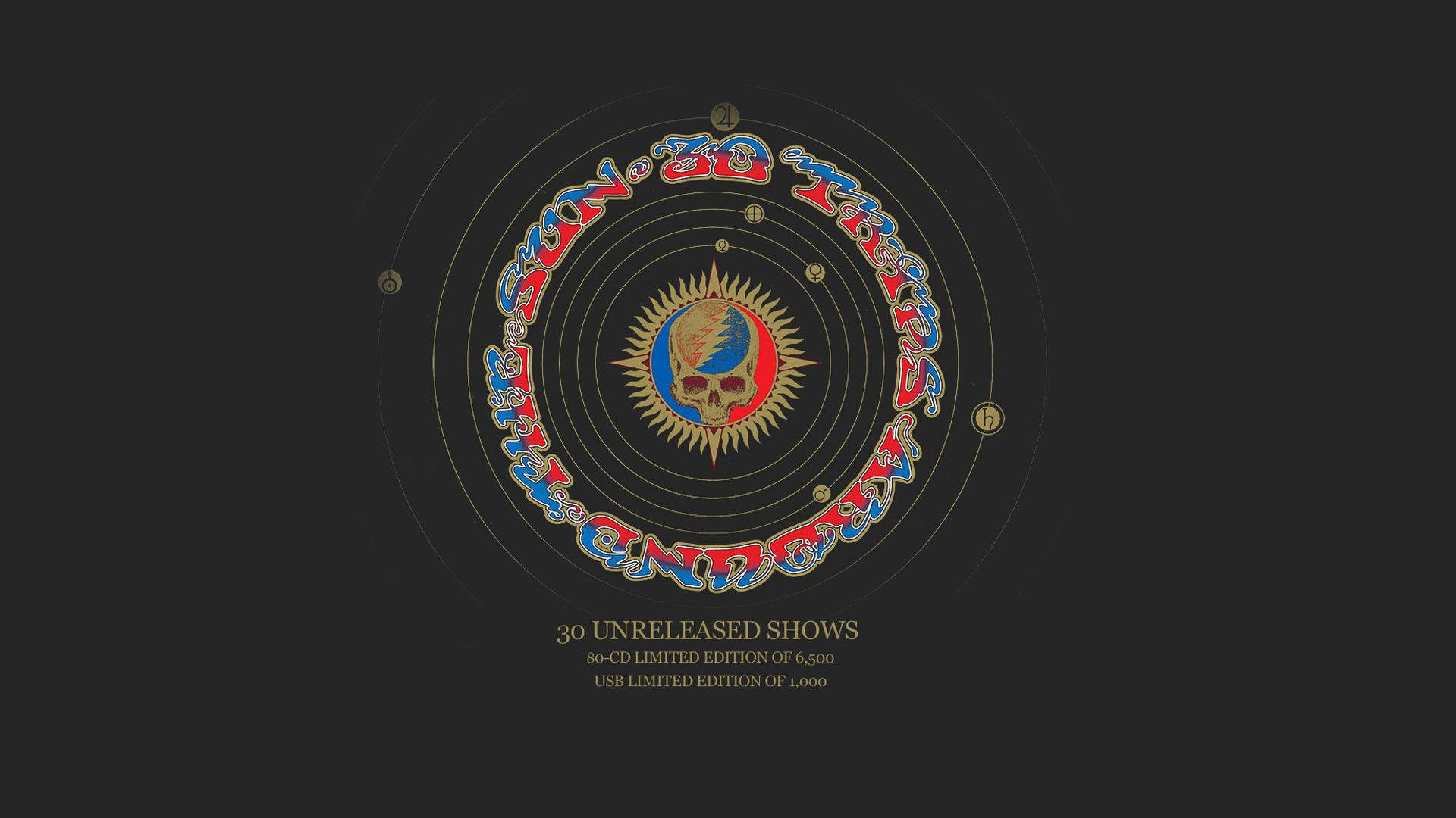 Grateful Dead, skull logo, concentric circles, Full HD Desktop Wallpaper