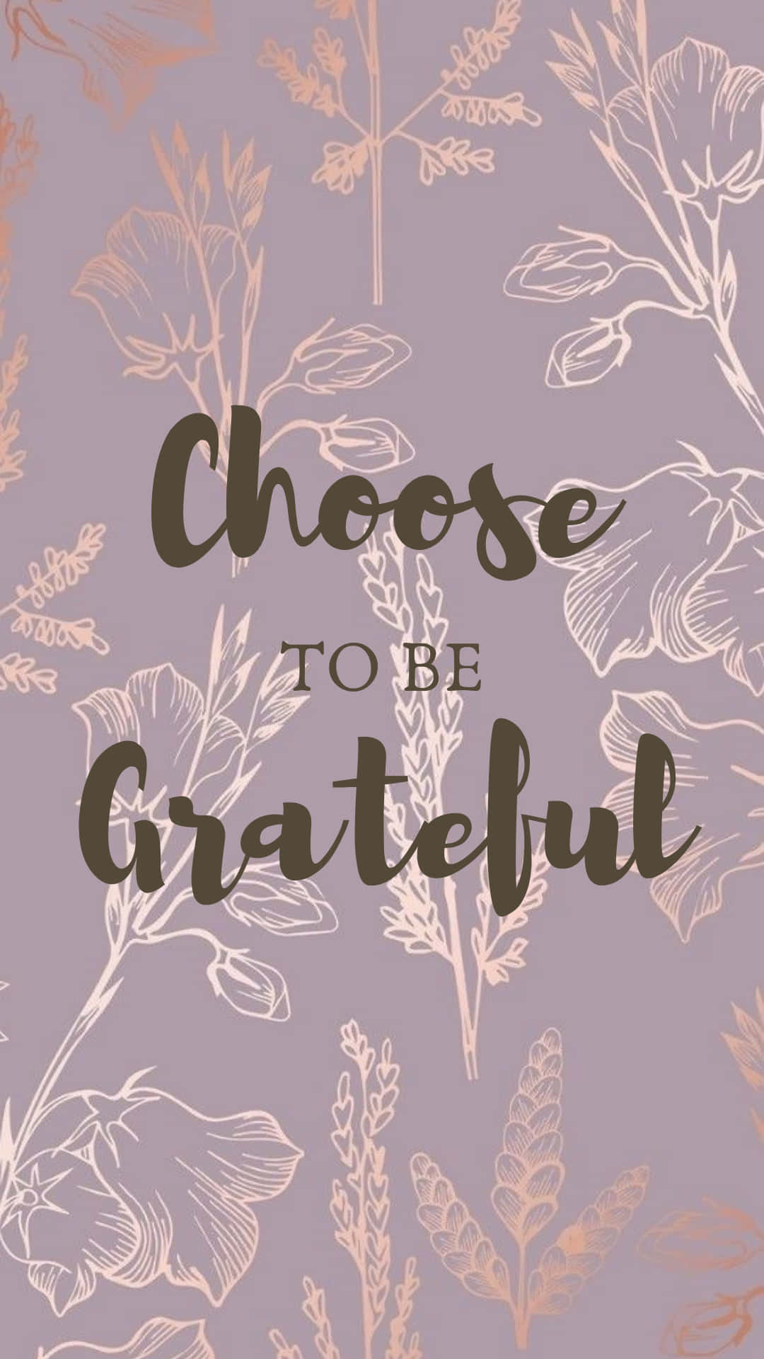 lavender, botanical line art, choose to be grateful, Full HD Phone Wallpaper
