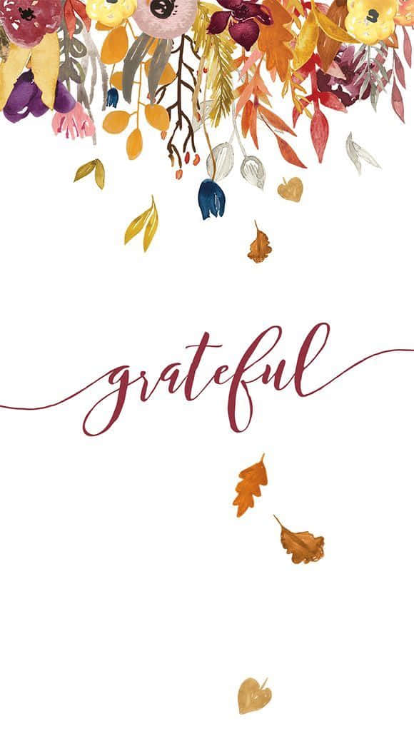 Falling Leaves Gratitude, watercolor, autumn floral arrangement, SD Phone Wallpaper