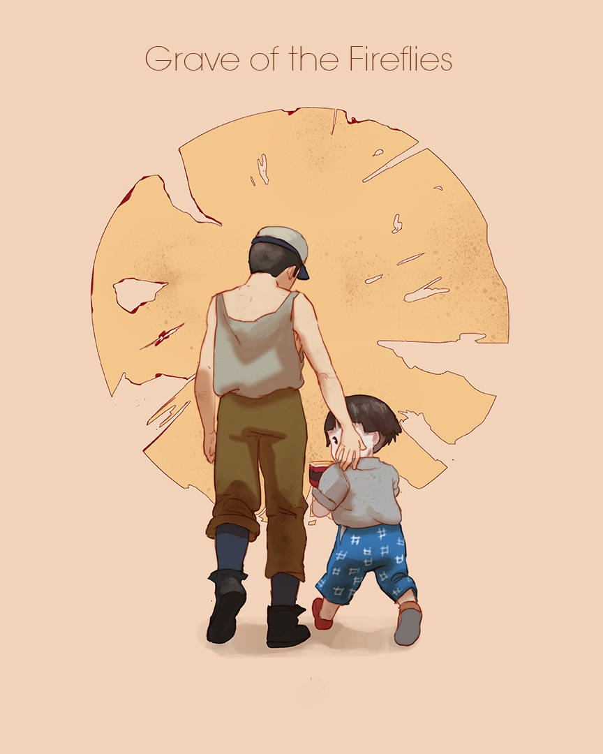 Grave Of The Fireflies, father, child, SD Phone Wallpaper