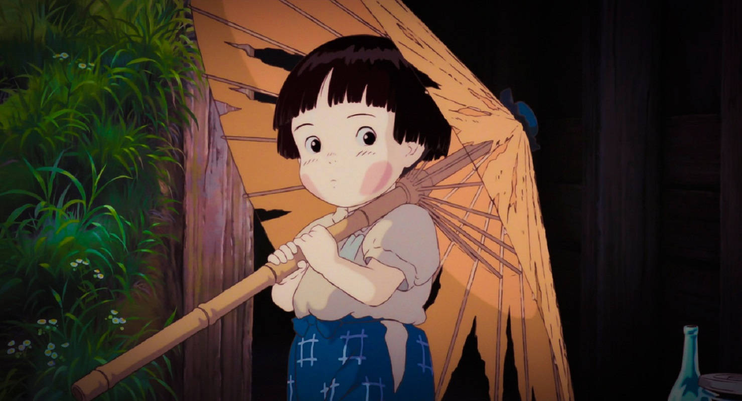 Grave Of The Fireflies, broken umbrella, glowing orange umbrella, HD Desktop Wallpaper
