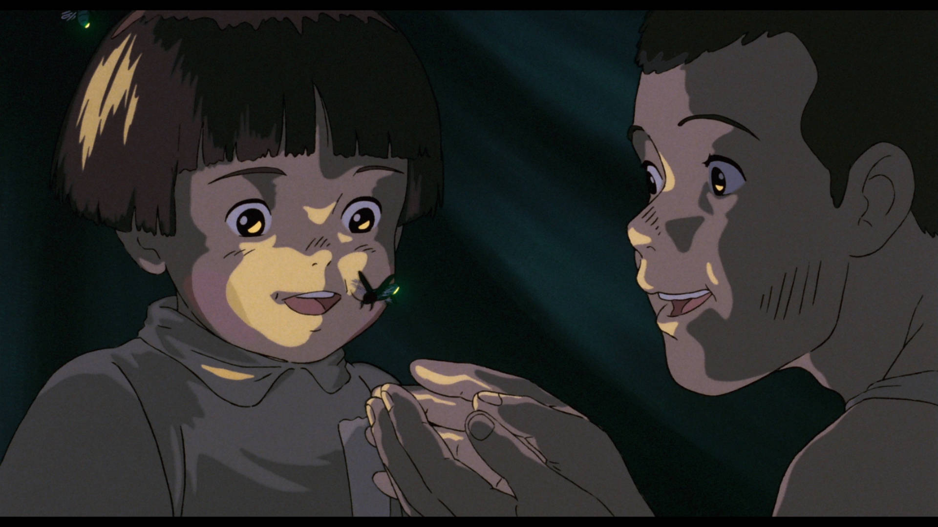 Grave Of The Fireflies, glowing insect, dim light, Full HD Desktop Wallpaper