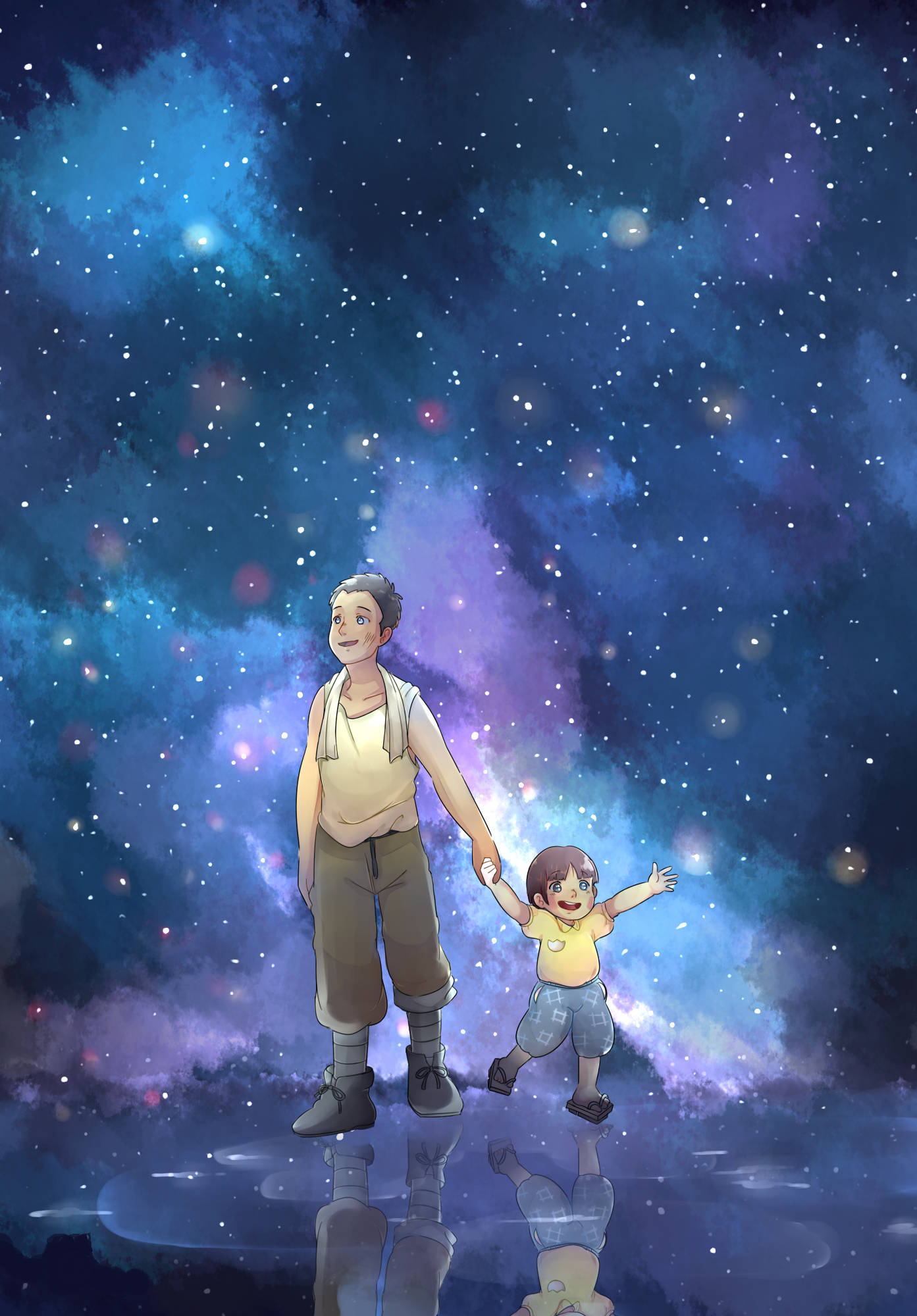 Grave Of The Fireflies, cosmic sky, stars, Full HD Phone Wallpaper