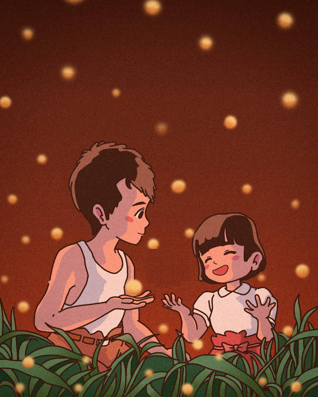 Grave Of The Fireflies, boy, girl, HD Phone Wallpaper