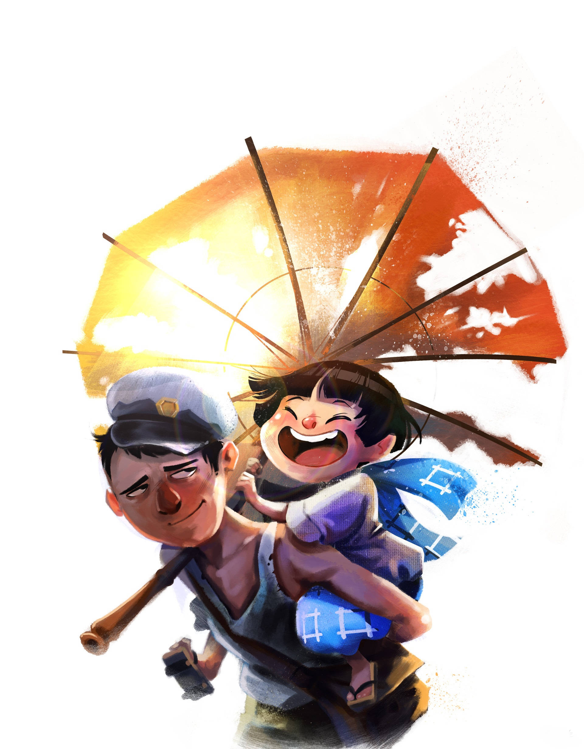 Grave Of The Fireflies, glowing orange umbrella, child, Full HD Phone Wallpaper