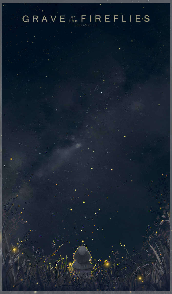 Grave Of The Fireflies, dark forest, hooded figure, SD Phone Wallpaper
