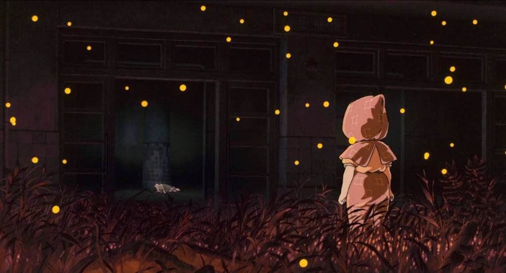 Grave Of The Fireflies, train scene, pink hooded cloak, SD Desktop Wallpaper