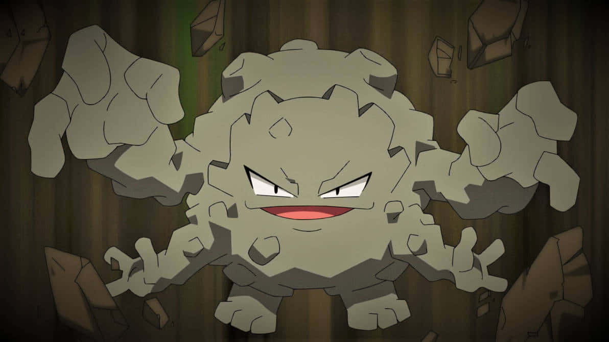 Graveler, evil smile, fierce animated rock monster, SD Desktop Wallpaper