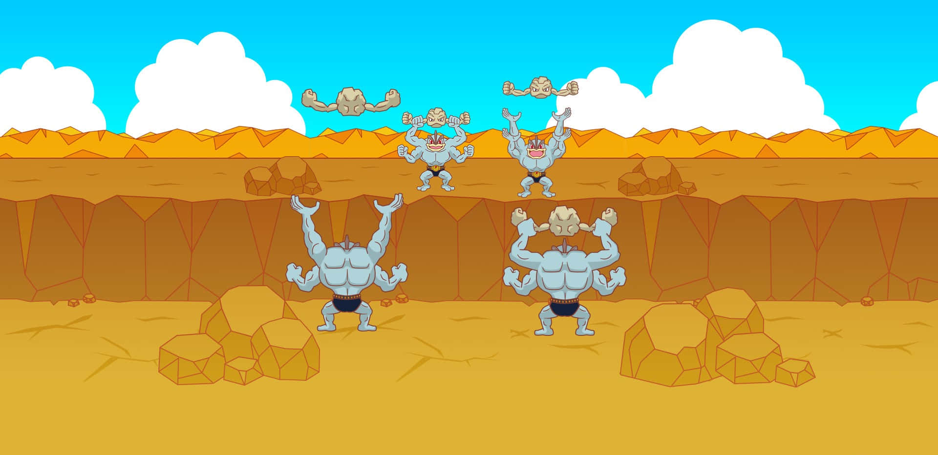 Graveler, desert canyon, bright blue sky, Full HD Desktop Wallpaper