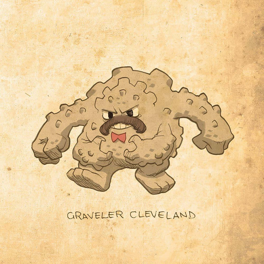 Graveler, mustache, red bowtie, SD Desktop Wallpaper