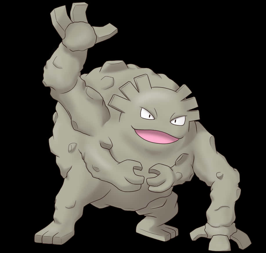 Graveler, gray rock monster, wide grin, SD Desktop Wallpaper