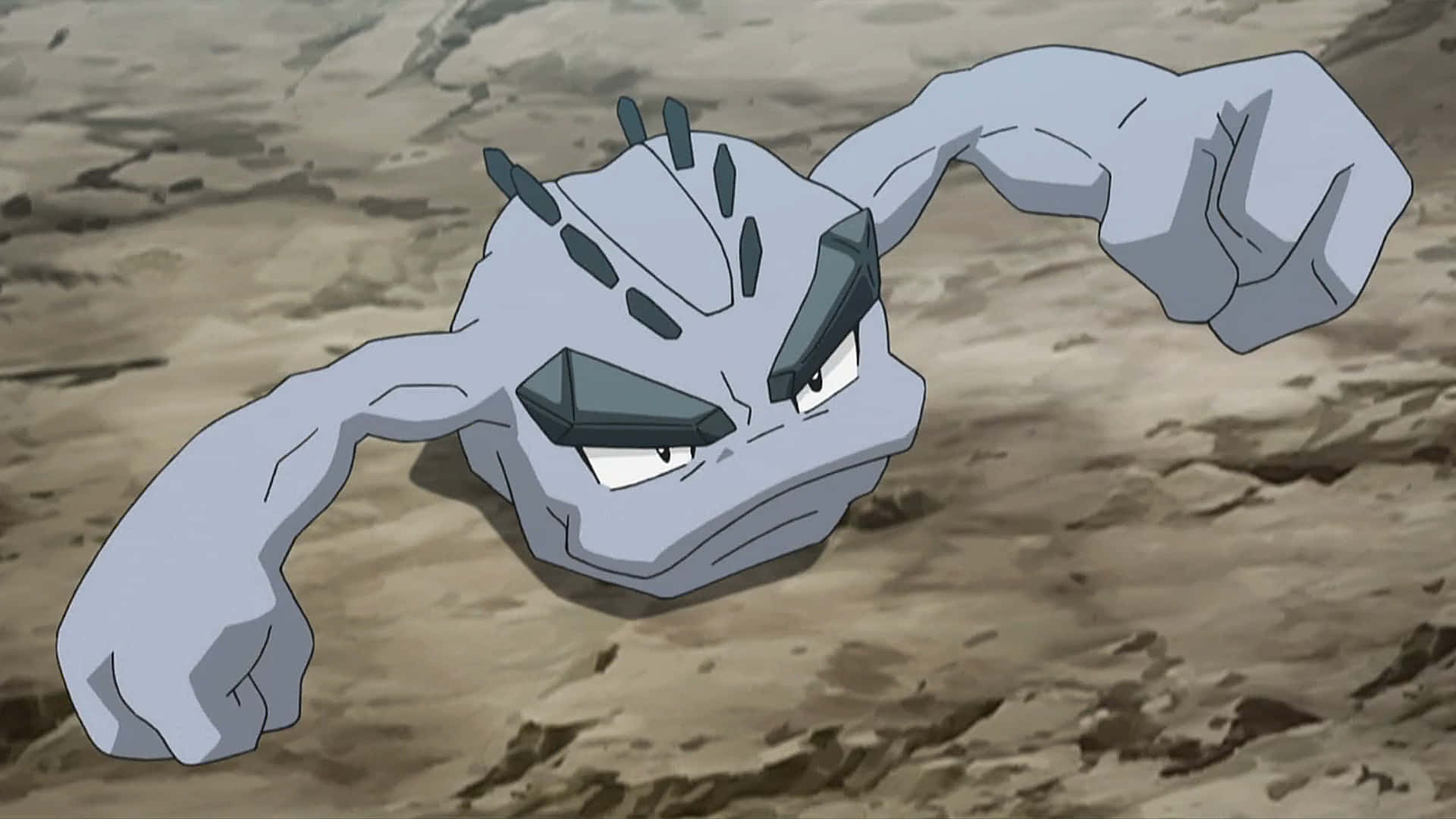 Graveler, gray rock-like, angry eyes, Full HD Desktop Wallpaper