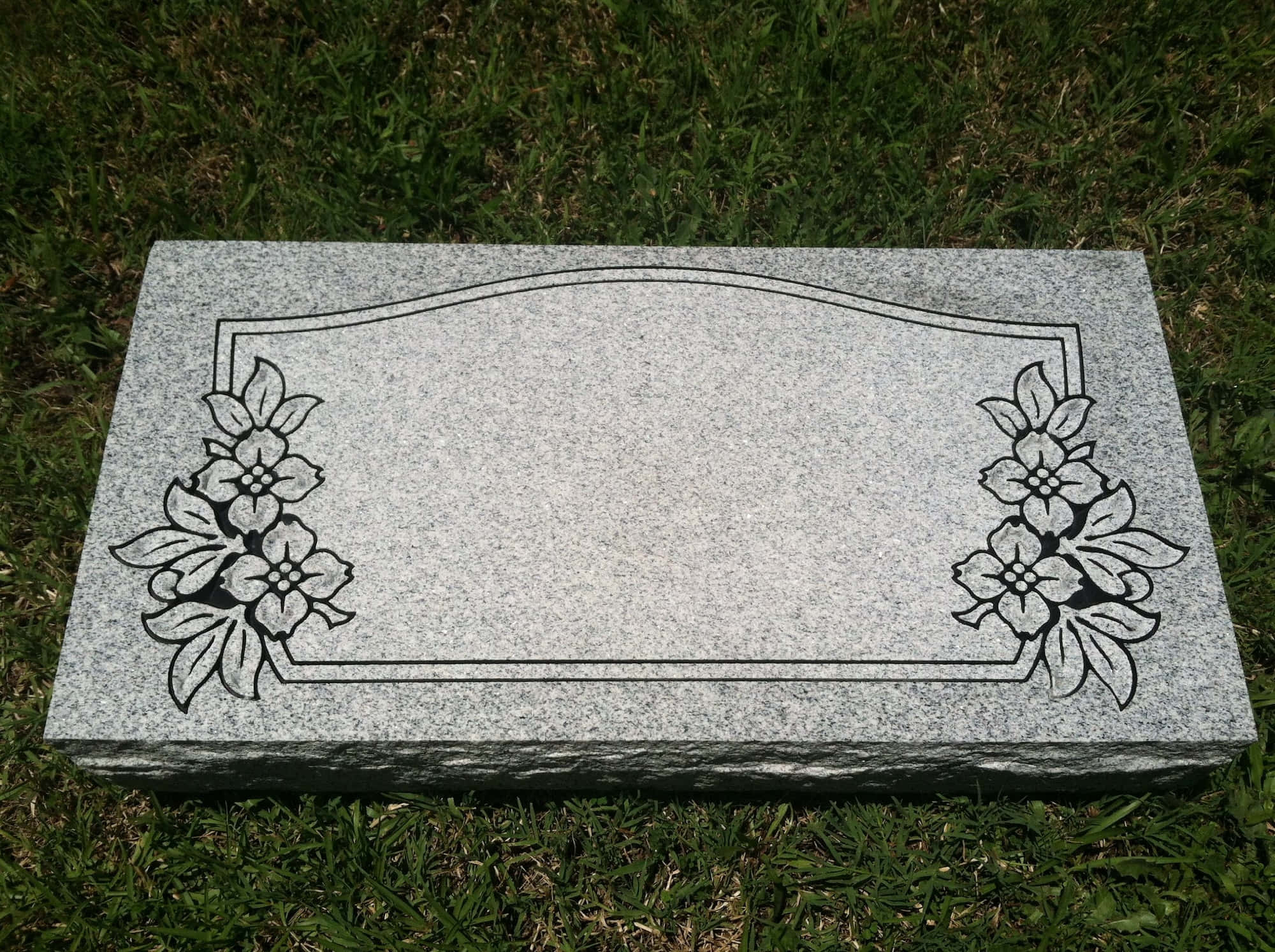 Gravestone 2000, gray granite headstone, engraved floral motifs, Full HD Desktop Wallpaper