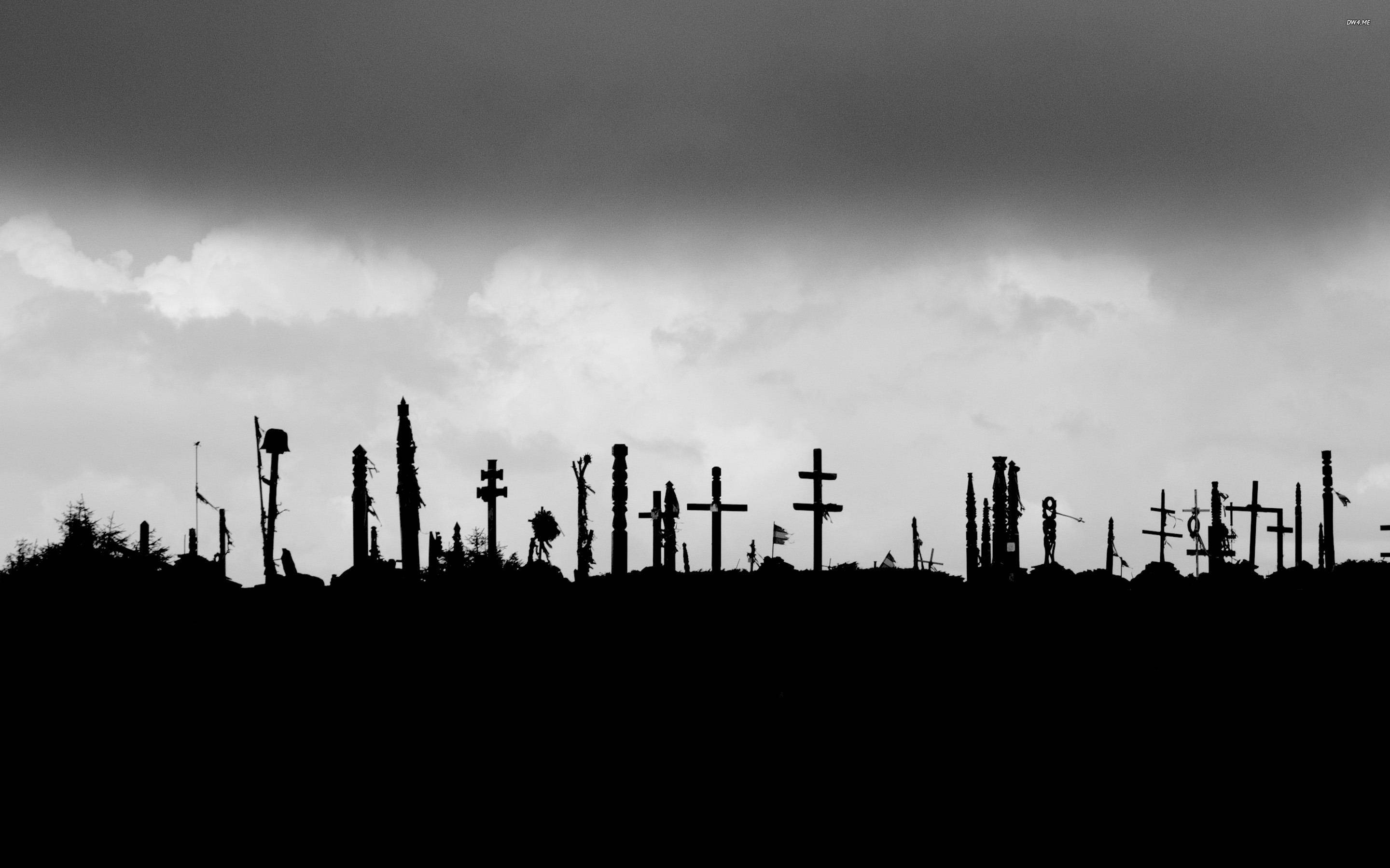 graveyard, tombstone, silhouette, 2K Desktop Wallpaper