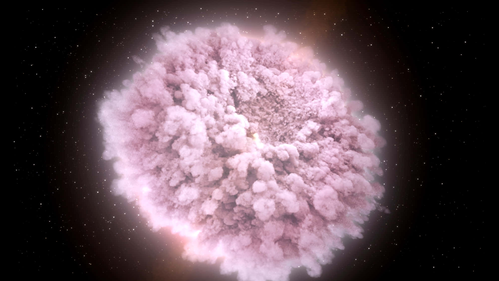 Gravitational Waves, luminous pink cosmic nebula, starfield, Full HD Desktop Wallpaper