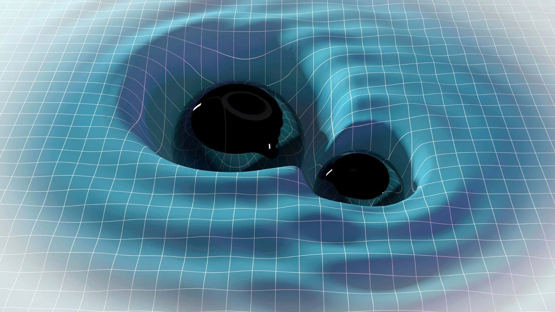 Gravitational Waves, black holes, blue grid fabric, Full HD Desktop Wallpaper