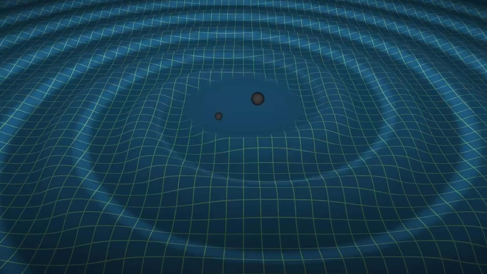 Gravitational Waves, blue grid fabric, concentric ripples, Full HD Desktop Wallpaper