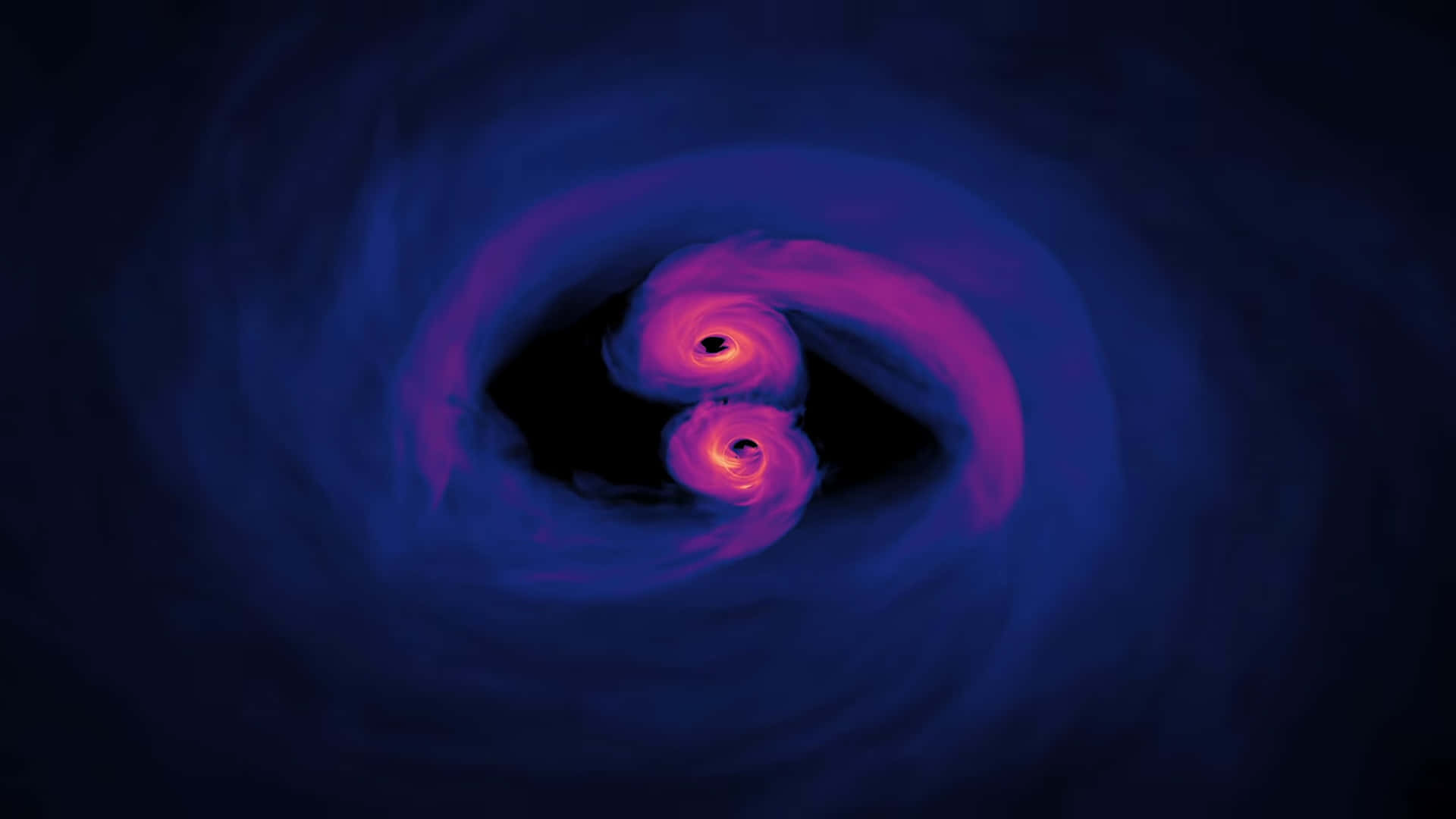 Gravitational Waves, pink vortexes, dark blue cosmic tunnel, Full HD Desktop Wallpaper