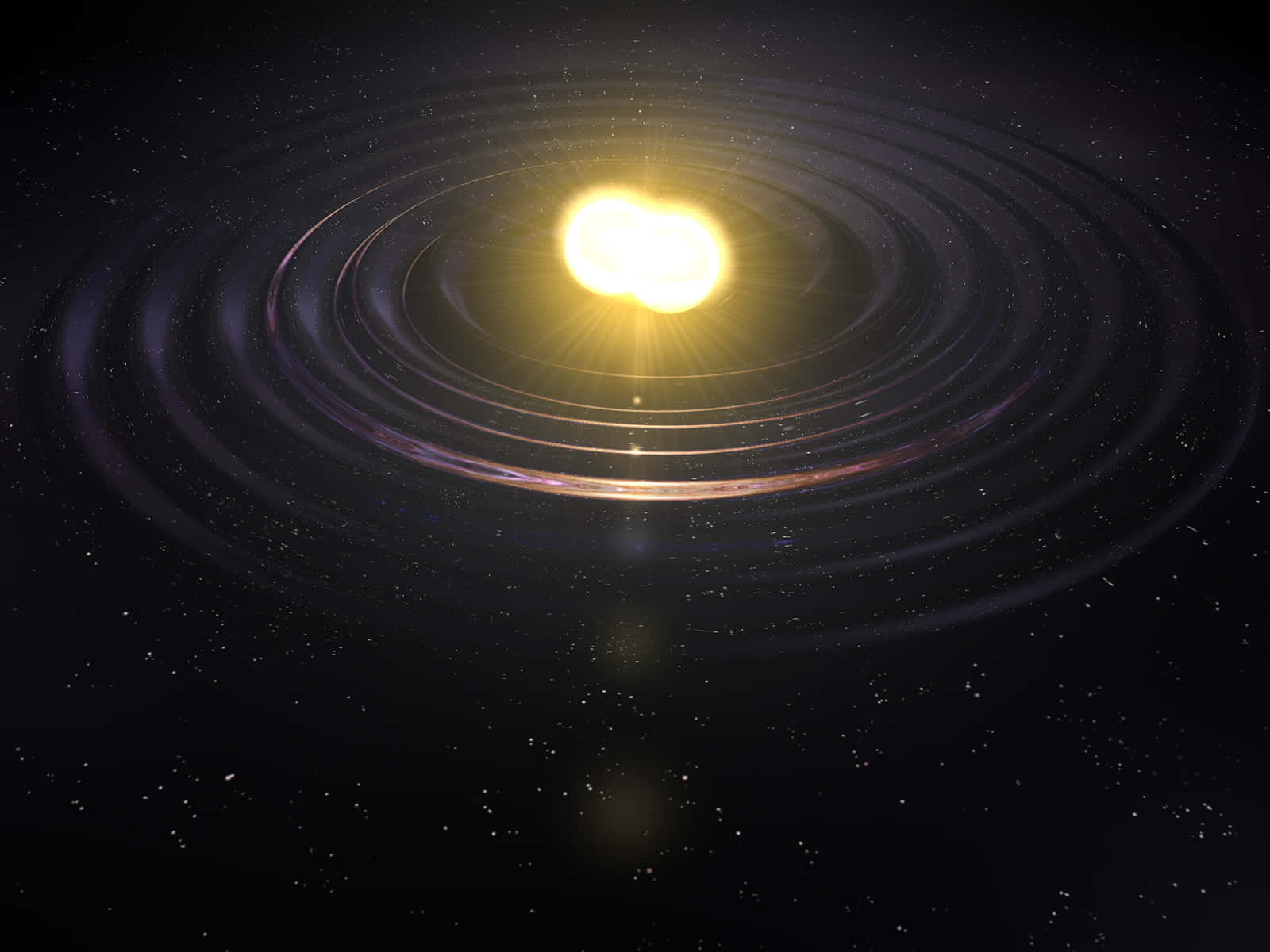 gravitational waves, radiant yellow star, glowing concentric rings, HD Desktop Wallpaper