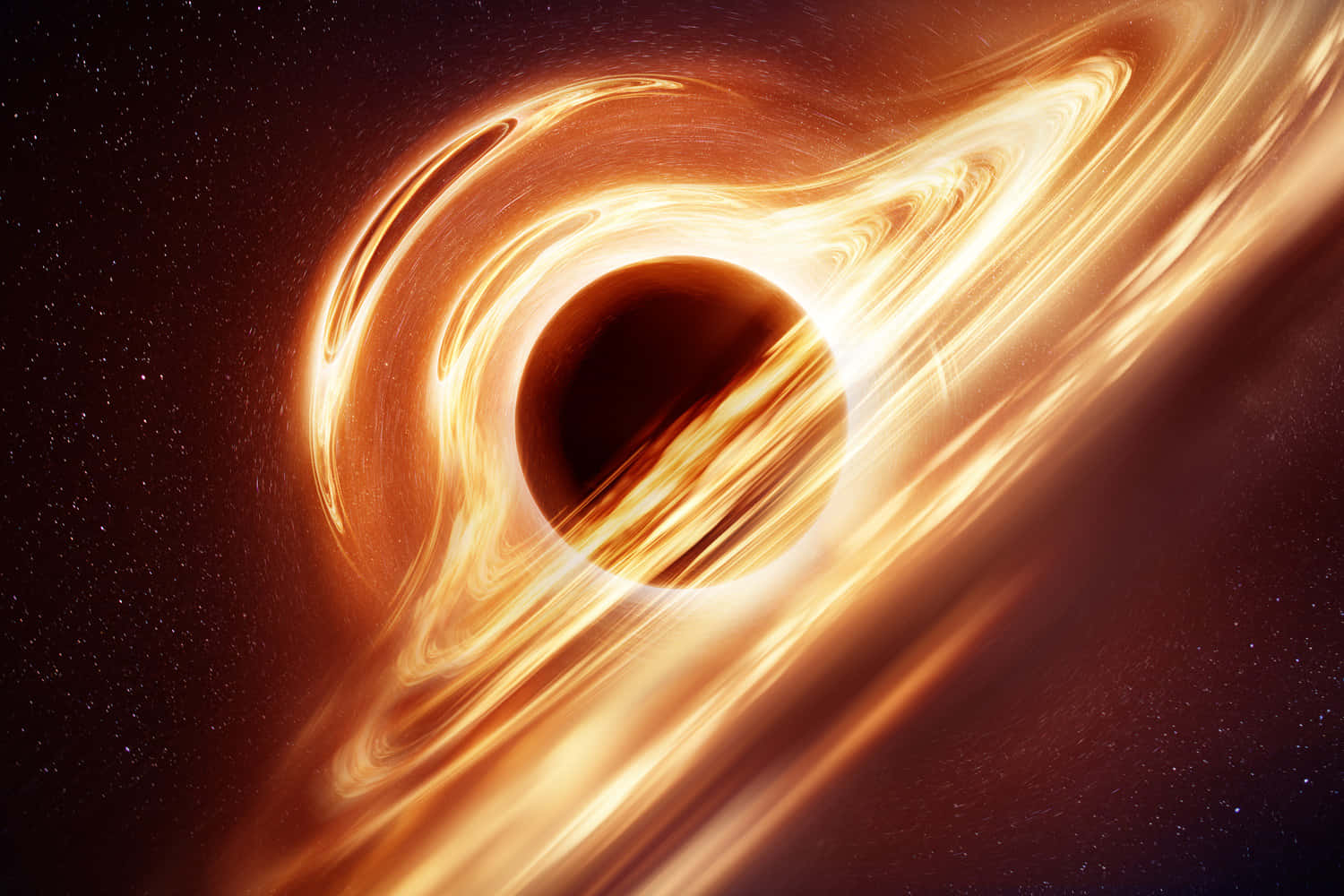 Gravitational Waves, accretion disk, golden light, HD Desktop Wallpaper