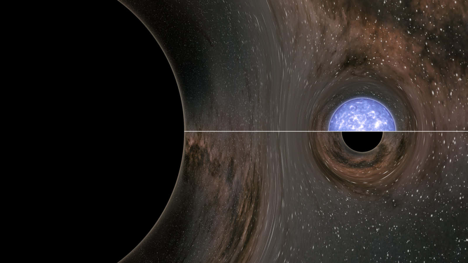 Gravitational Waves, black hole, glowing blue star, HD Desktop Wallpaper